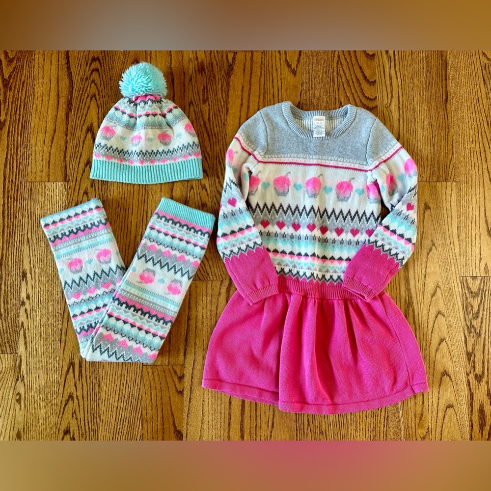 Gymboree sweater dress and matching hat & scarf Size Small (5/6)